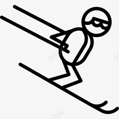 滑雪运动滑雪站线工艺图标图标