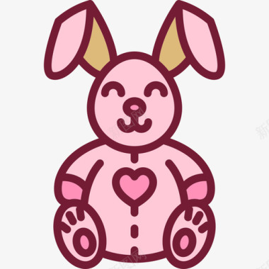 兔子线性颜色情人节套装浅圆形图标图标
