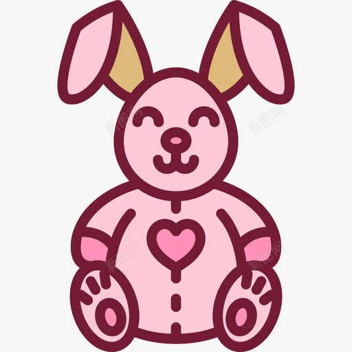 兔子线性颜色情人节套装浅圆形图标svg_新图网 https://ixintu.com 兔子 浅圆形 线性颜色情人节套装
