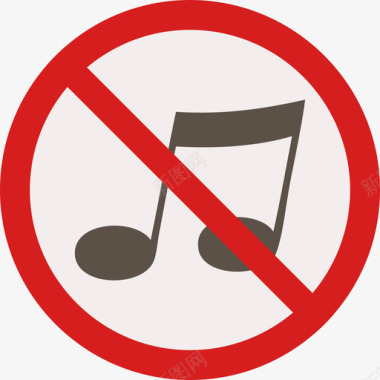 音乐警告标志圆形平面图标图标