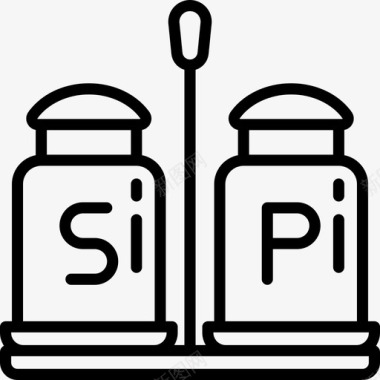 盐和胡椒烹饪线工艺线性图标图标