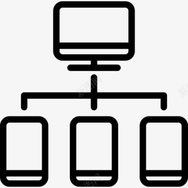 服务器在线营销元素线性图标图标