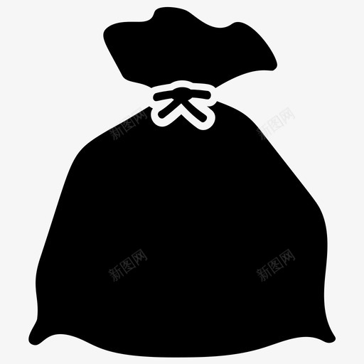 垃圾袋洗衣袋塑料袋图标svg_新图网 https://ixintu.com 垃圾处理 垃圾袋 塑料袋 洗衣袋 清洁和女仆字形图标