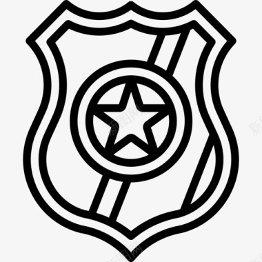 警徽线性警察元素线性图标图标
