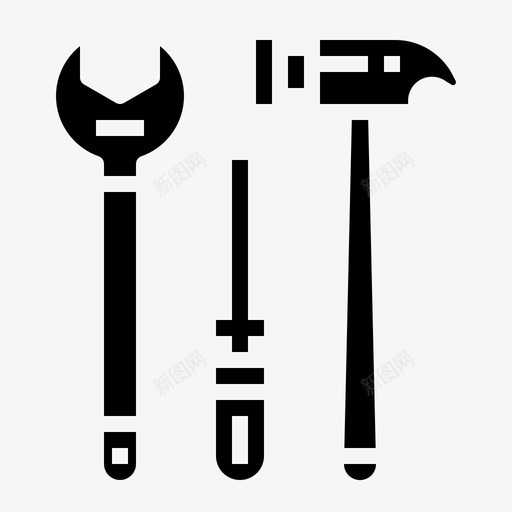 工具锤子螺丝刀图标svg_新图网 https://ixintu.com 工具 扳手 维修 螺丝刀 锤子 黑色维修