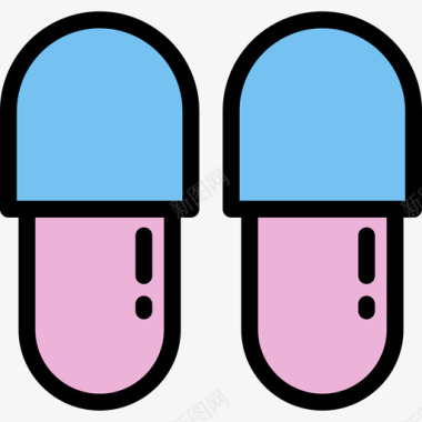 拖鞋睡眠时间颜色线性颜色图标图标
