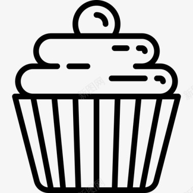 纸杯蛋糕烹饪线工艺线性图标图标