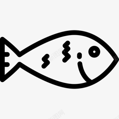 鱼类过敏性食物线性线性图标图标