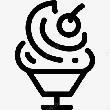 冰淇淋餐厅元素直线型图标图标