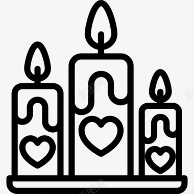浪漫的蜡烛圣瓦伦丁线图标图标