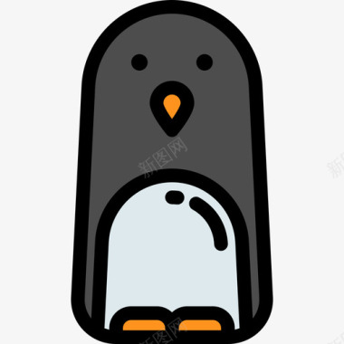 企鹅海洋生物2线性颜色图标图标