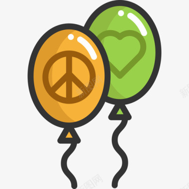 气球和平主义元素2线性颜色图标图标