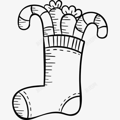 圣诞手绘袜子黑色图标svg_新图网 https://ixintu.com 圣诞手绘袜子 黑色