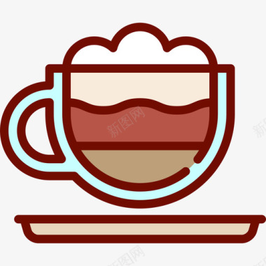 摩卡咖啡店3线性颜色图标图标