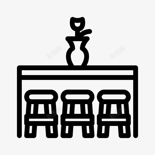 采购产品桌子和椅子花厨房图标svg_新图网 https://ixintu.com 厨房 厨房用具 花 花瓶 采购产品桌子和椅子