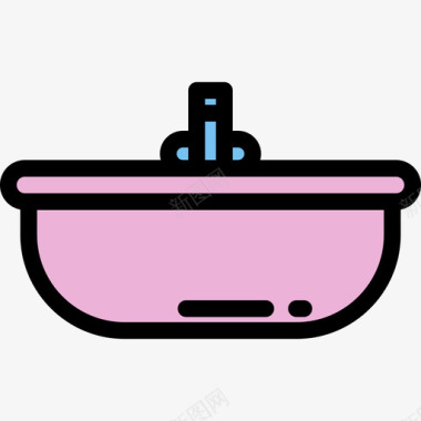 浴缸睡眠时间颜色线性颜色图标图标