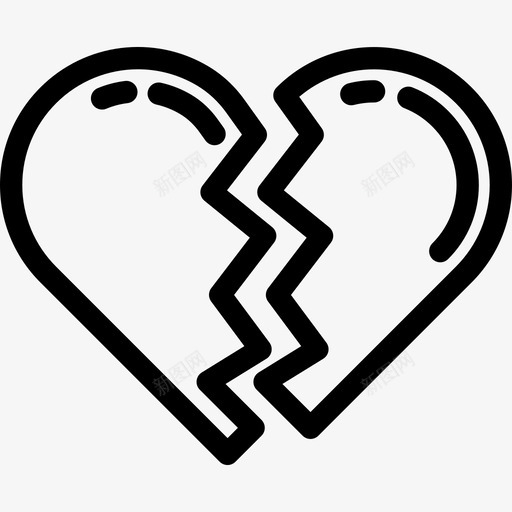 破碎的心形状圣瓦伦丁节的直线图标svg_新图网 https://ixintu.com 圣瓦伦丁节的直线 形状 破碎的心