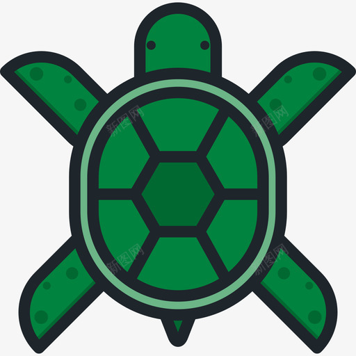 海龟动物10线颜色图标svg_新图网 https://ixintu.com 动物10 海龟 线颜色