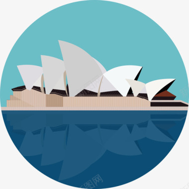 悉尼歌剧院世界纪念碑圆形平面图标图标