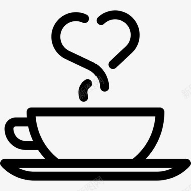 一杯带心的咖啡食物圣瓦伦丁节图标图标