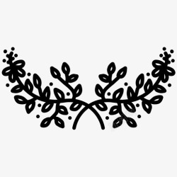 手绘月桂花花环花环和月桂花花园图标高清图片