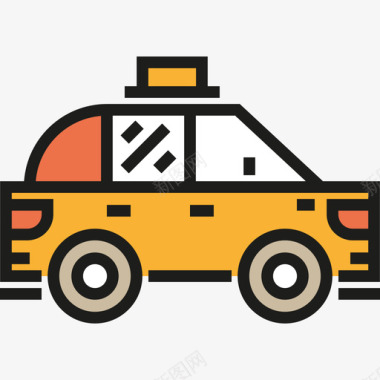 出租车城市4线性颜色图标图标