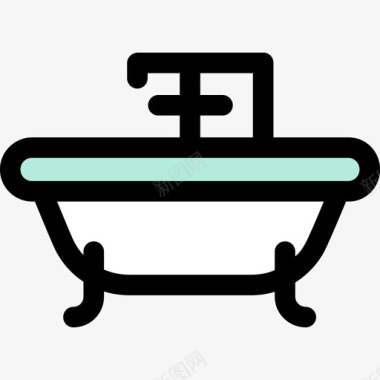 浴缸线性度假元素图标图标