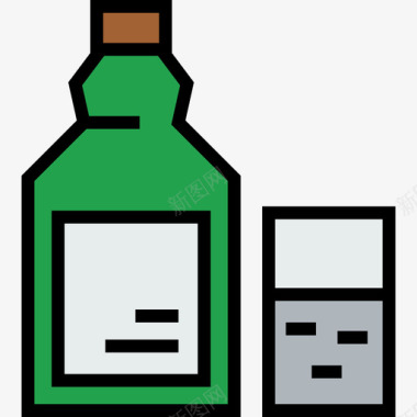 龙舌兰酒墨西哥元素8线性颜色图标图标