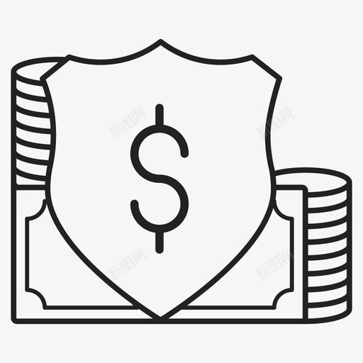 金钱保护现金货币图标svg_新图网 https://ixintu.com 现金 盾牌 美元 货币 金钱保护