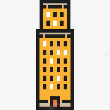 摩天大楼城市4线性颜色图标图标