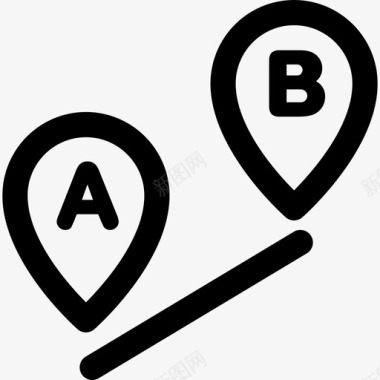 路径A到B地图和位置线性线性图标图标