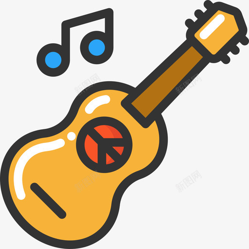 吉他和平主义元素2线性颜色图标svg_新图网 https://ixintu.com 吉他 和平主义元素2 线性颜色