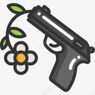 枪和平主义元素2线性颜色图标图标