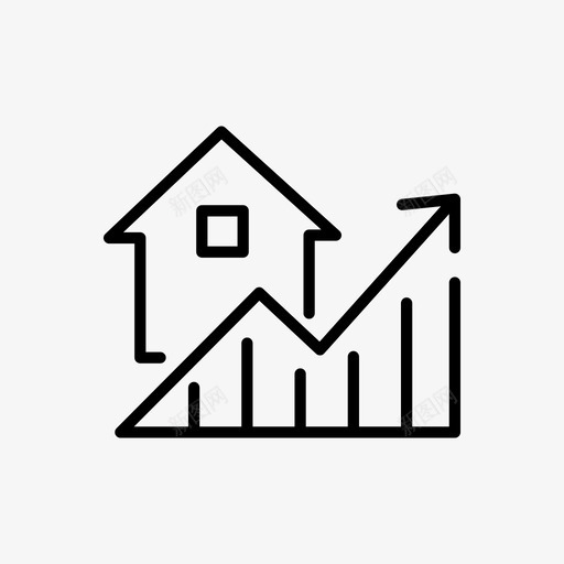 房地产增长住宅图标svg_新图网 https://ixintu.com 住宅 增值 增长 房产价值 房地产 房屋