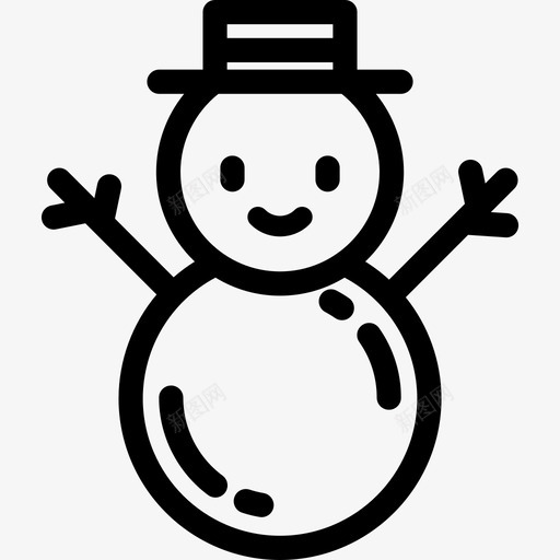 雪人圣诞装饰品直线型图标svg_新图网 https://ixintu.com 圣诞装饰品 直线型 雪人