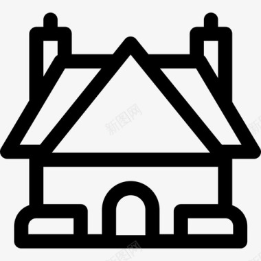 农舍房屋类型线性图标图标