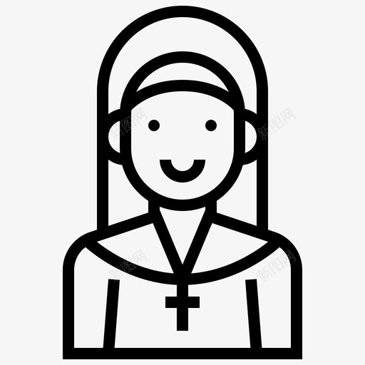 修女化身职业图标svg_新图网 https://ixintu.com 修女 化身 化身2行 女人 职业