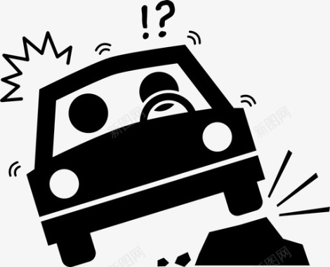 驾驶考试和事故车祸驾驶员图标图标