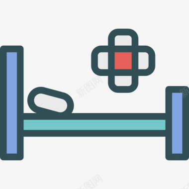 病床医用9号线性颜色图标图标