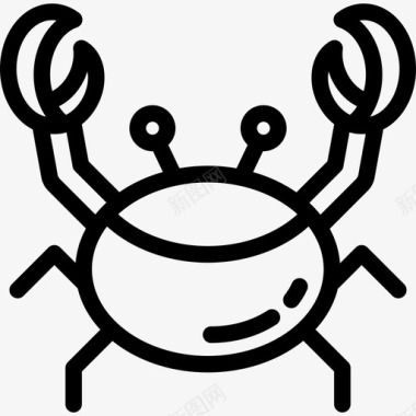 螃蟹食品和餐厅直系图标图标