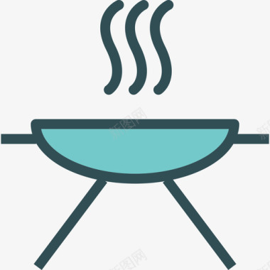 烤架厨房4线性颜色图标图标