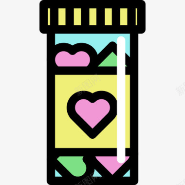爱情药片线性颜色的爱情套装图标图标
