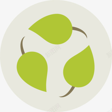 叶生态3圆形平坦图标图标