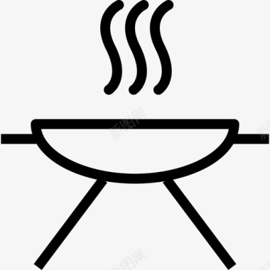 烤架厨房元素线性图标图标