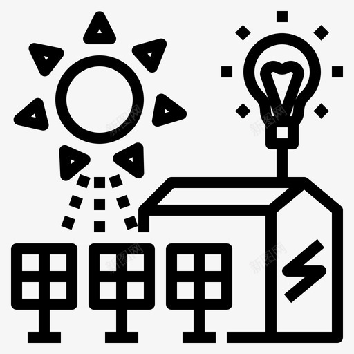 太阳能发电厂电力能源图标svg_新图网 https://ixintu.com 可再生能源 太阳能发电厂 生态 电力 能源