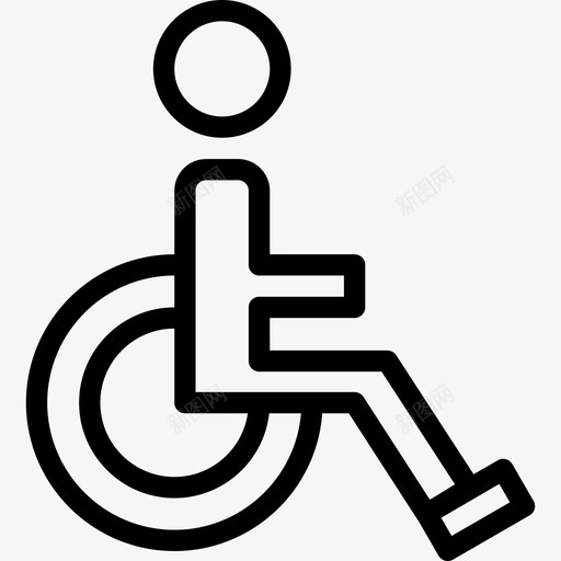 轮椅医用2直线型图标svg_新图网 https://ixintu.com 医用2 直线型 轮椅