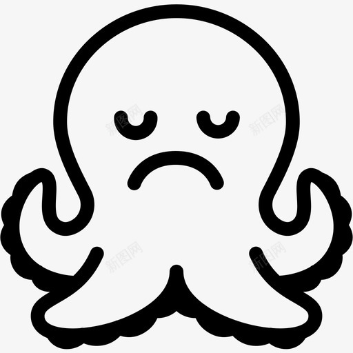 悲伤表情情绪图标svg_新图网 https://ixintu.com 悲伤 情绪 感觉 章鱼 章鱼表情线 表情