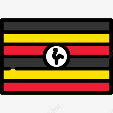 乌干达旗帜收藏长方形图标图标