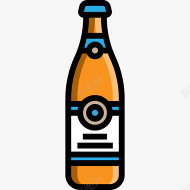 啤酒食品和餐厅3线性颜色图标图标