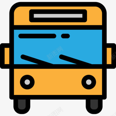 公共汽车交通工具线颜色图标图标